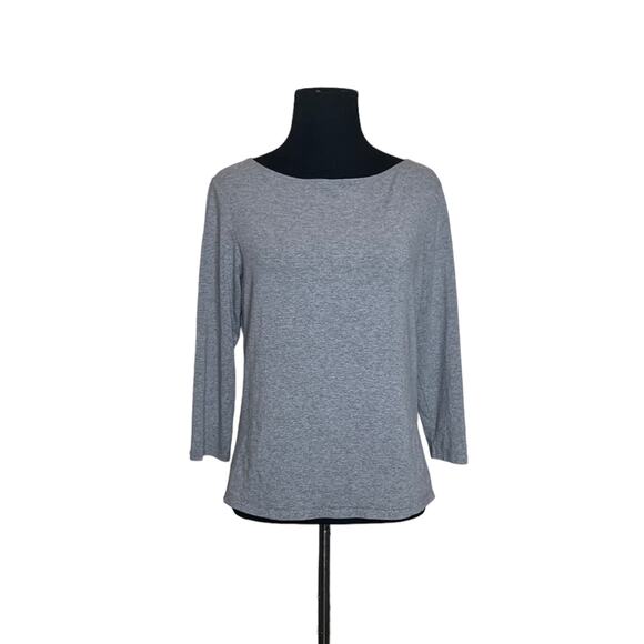Eileen Fisher Gray Boat Neck 3/4 Sleeves Top Size PM - Picture 1 of 8